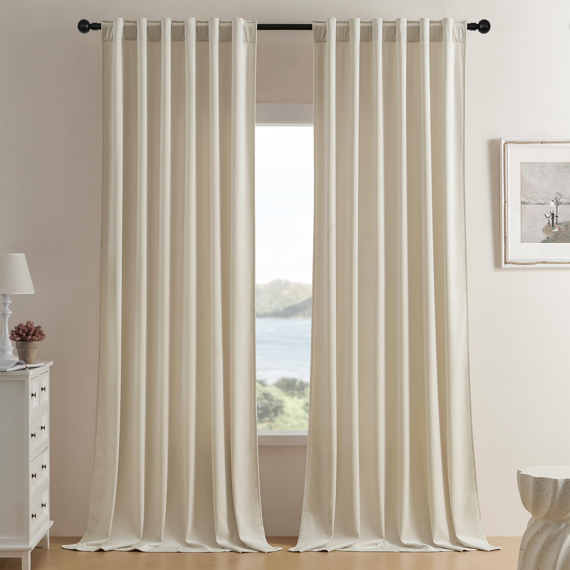 Timeper Nursery 72 Inches Long Curtains, Room Darkening Privacy Added Noise Reducing Panels Soft Luxury Window Decor For Bedroom