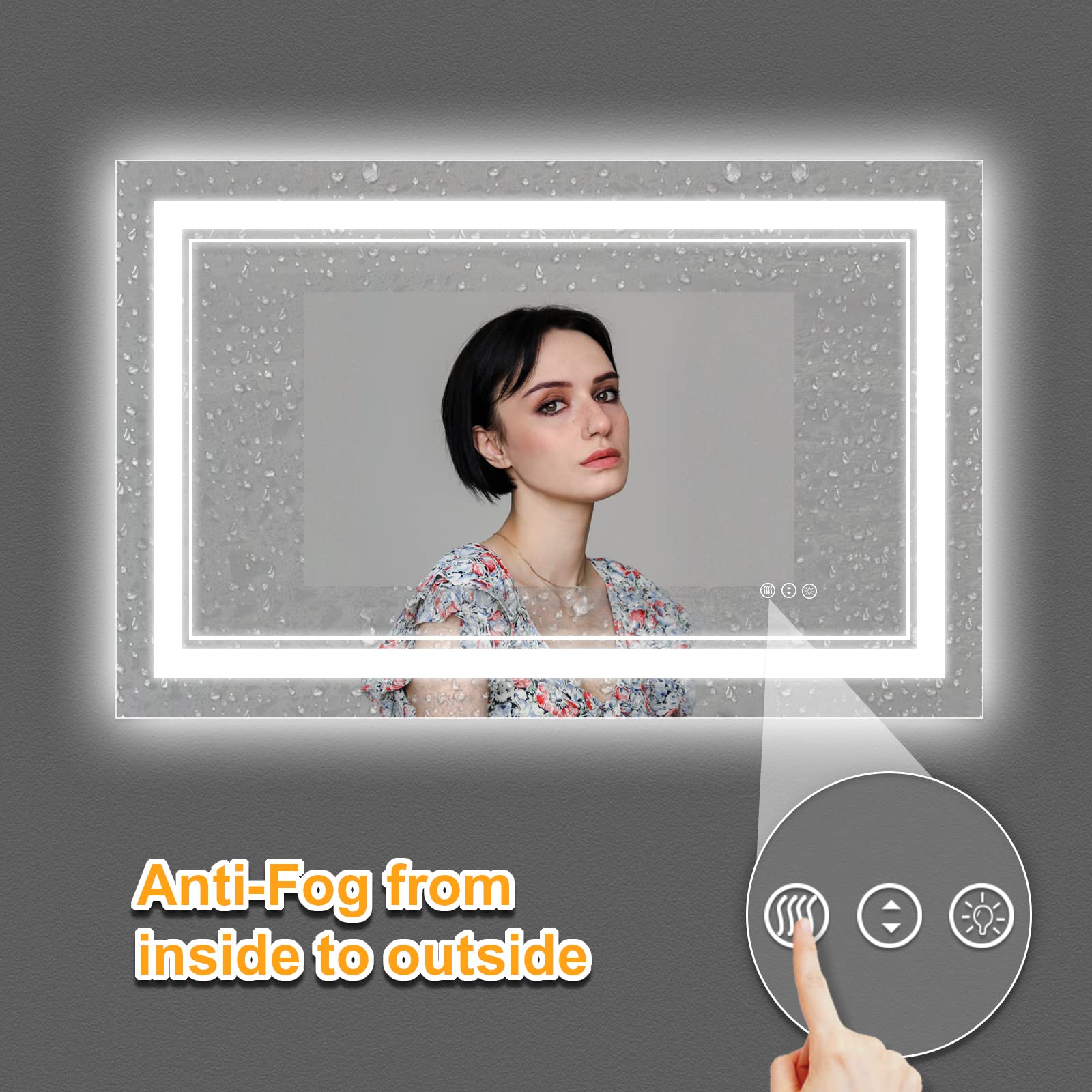 Istripmf 48X32 Inch Led Bathroom Mirror, Front Light And Backlit Anti-Fog Dimmable Memory Lighted Vanity Mirror, Shatterproof Wa