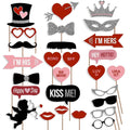 Valentine's Day Photo Booth Props Mustache on Stick Heart Angel with Sticks for Valentine's Day Wedding Bridal Party Supplies