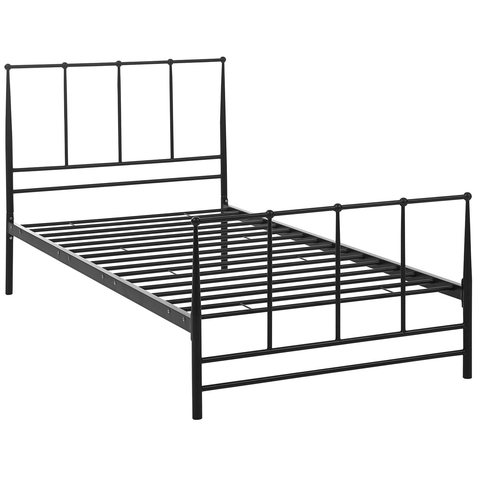 Modway Estate Steel Metal Twin Platform Bed With Metal Slat Support In Brown