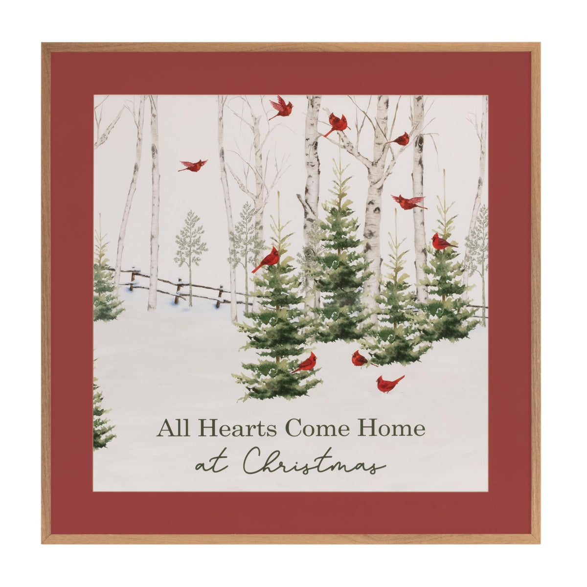 All Hearts Come Home at Christmas Cardinal Framed Wall Art - 23.5' x 23.5'