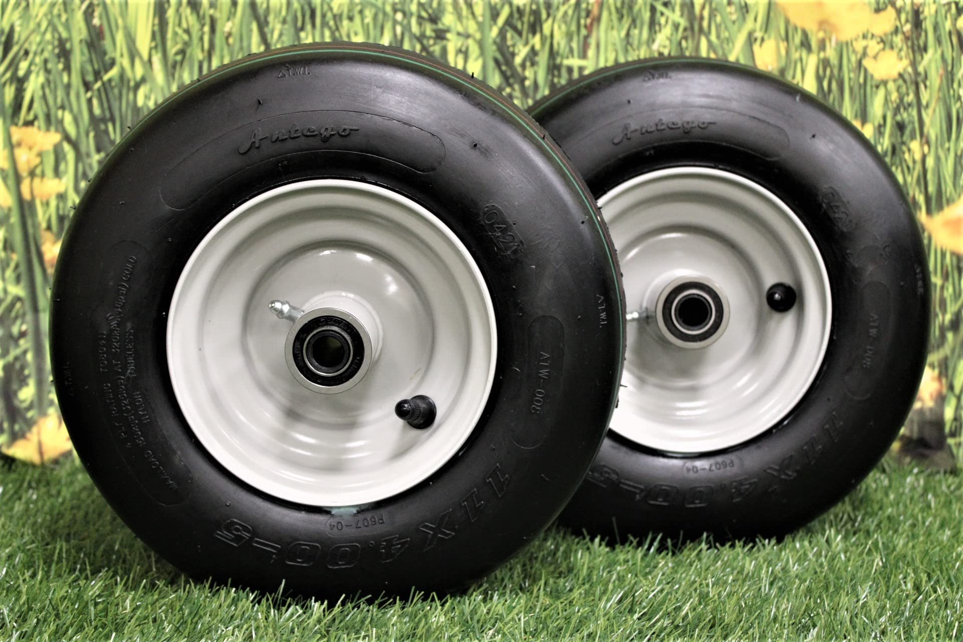 Antego Tire & Wheel (Set Of 2) Gravely/Ariens Pneumatic 11X4.00-5 Light Gray Assys Replaces 07100124 Fits Zt, Zt Xl, Zt X, Zoom,