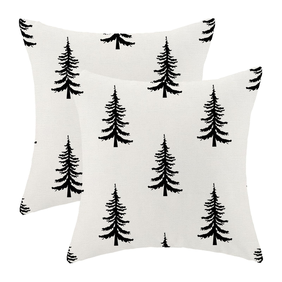 Cxmeifly Christmas Pillow Covers 22X22 Inch Set Of 2 Cream Black Christmas Tree Decor Throw Pillows Winter Xmas Holiday Outdoor
