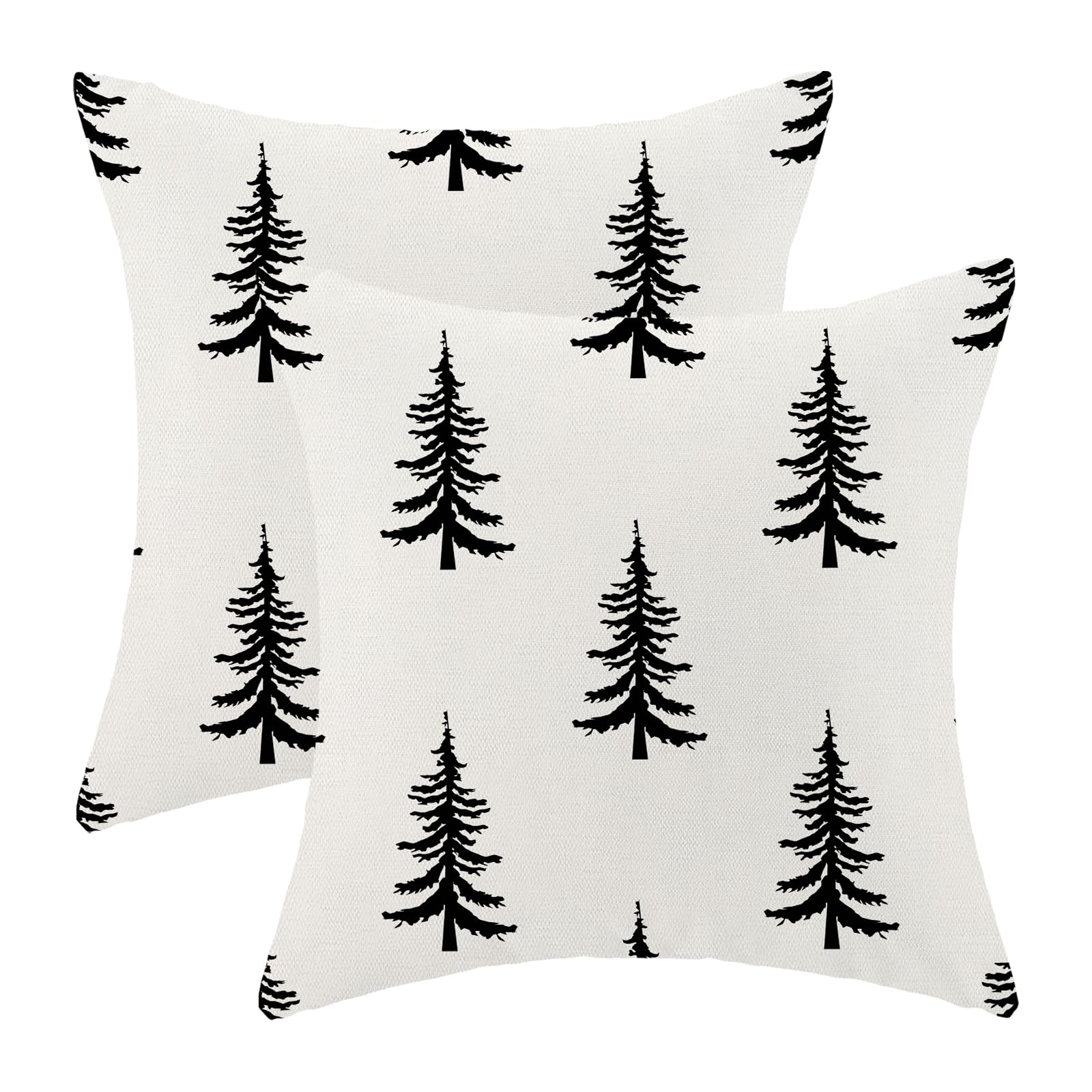 Cxmeifly Christmas Pillow Covers 24X24 Inch Set Of 2 Cream Black Christmas Tree Decor Throw Pillows Winter Xmas Holiday Outdoor
