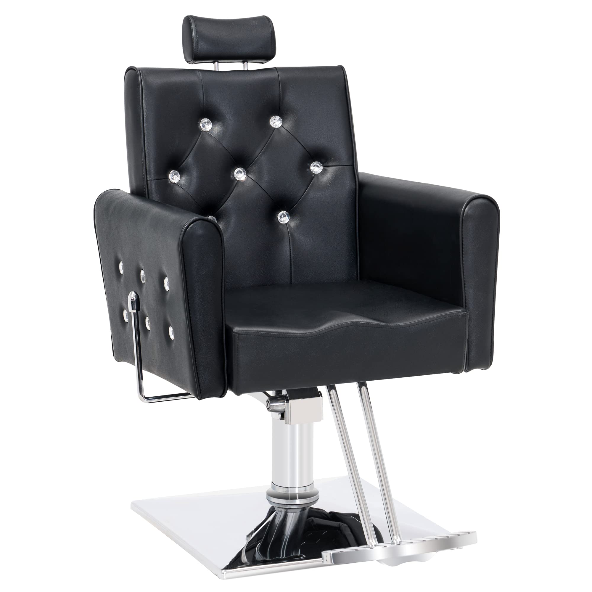 BarberPub Classic Hydraulic Recliner Barber Chair Antique Hair Spa Salon Styling Beauty Equipment 3123 (Black)
