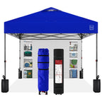 Best Choice Products 10X10Ft Easy Pop Up Canopy W/Side Wall, 10 Pockets, Portable Carrying Case, 1-Button Setup, 4 Weight Bags - Resort Blue