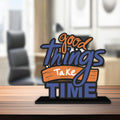 Artvibes Wooden Idols and Figurine Good Things Take Time Quotes Table Decoration for Office Desk | Home Decor | Living Room | Mo