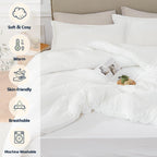 Quataly California King Comforter Set White,3Pcs Soft Lightweight Breathable Bedding Comforter Sets For All Season, Cal King(104