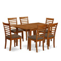 East West Furniture MILA7-SBR-C Milan 7 Piece Kitchen Set Consist of a Rectangle Table with Butterfly Leaf and 6 Linen Fabric Dining Room Chairs, 36x54 Inch