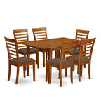 East West Furniture MILA7-SBR-C Milan 7 Piece Kitchen Set Consist of a Rectangle Table with Butterfly Leaf and 6 Linen Fabric Dining Room Chairs, 36x54 Inch