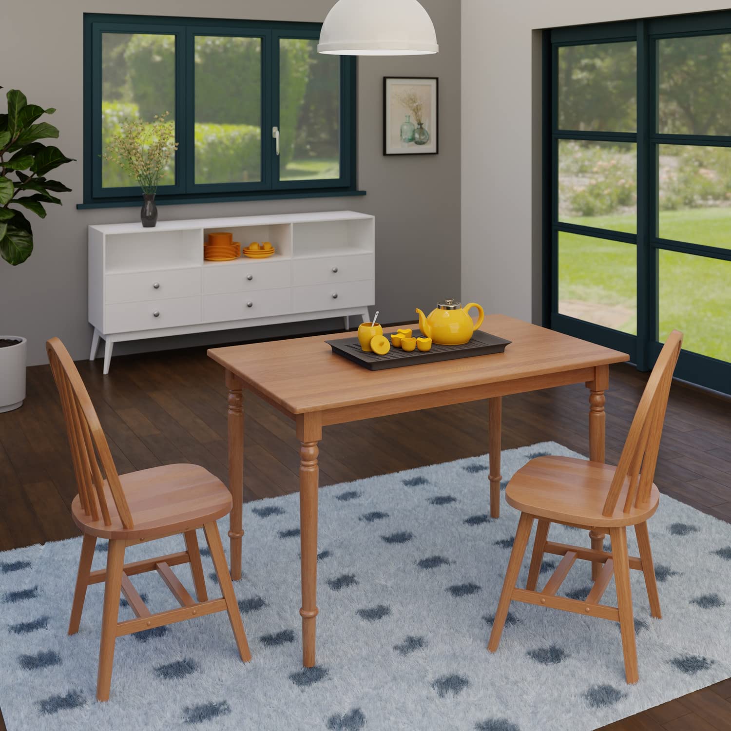 Ravenna 3-Pc Dining Table with Windsor Chairs - Natural