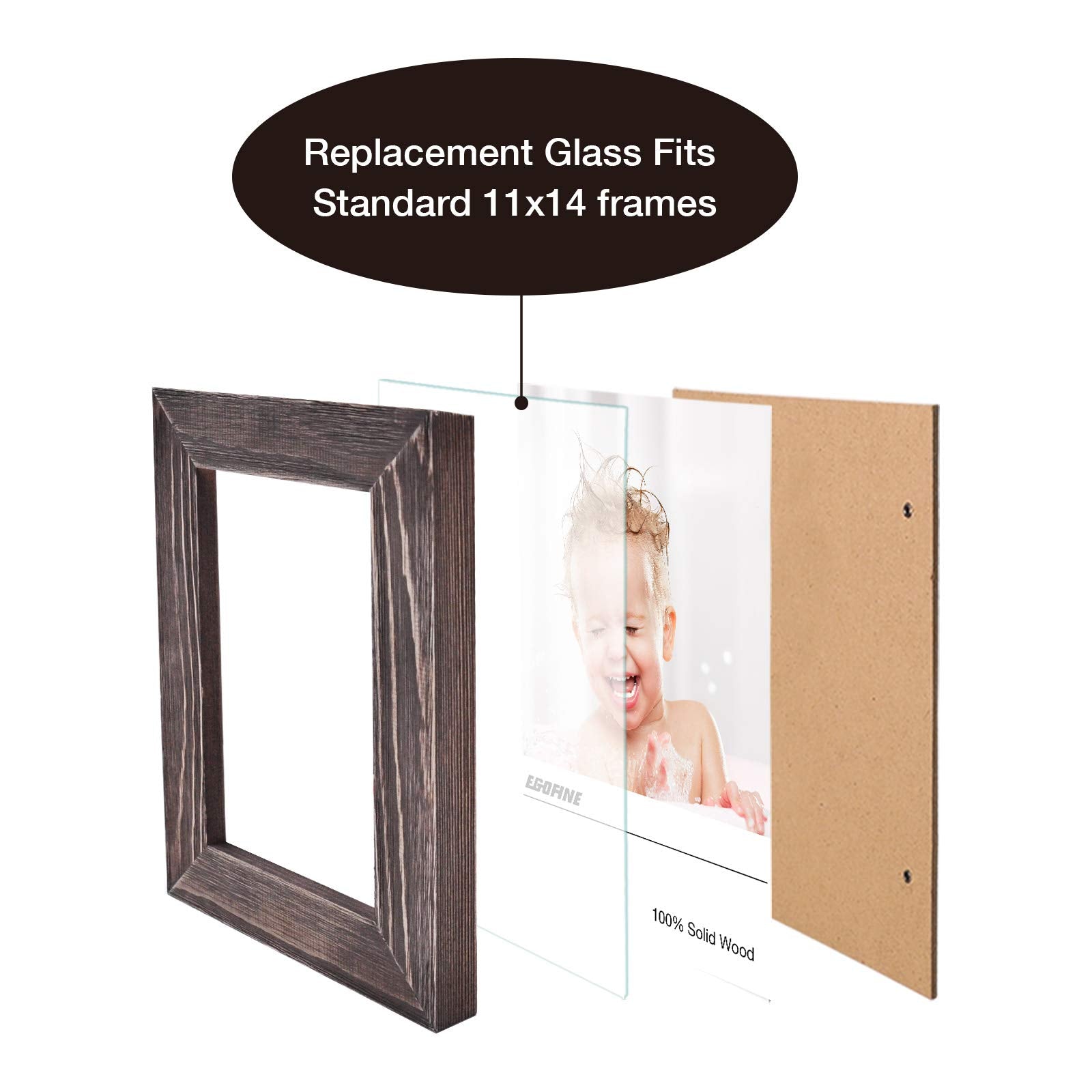 Egofine 11X14 Heat-Strengthened Glass Replacement For Picture Frame (Crystal Clear, 2 Pack), Replacement Glass For 11 By 14 Phot