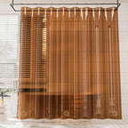 Amazerbath Premium Eva Shower Curtain Amber, Luxury Shower Curtain Clear Brown Jelly-Like Soft, Waterproof Clear Brown Shower Cu