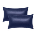 BRAWARM Navy Blue Leather Throw Pillows 12 X 20 Inches, Snake Leather Pillow Covers Pack of 2, Faux Leather Decorative Lumbar Pi