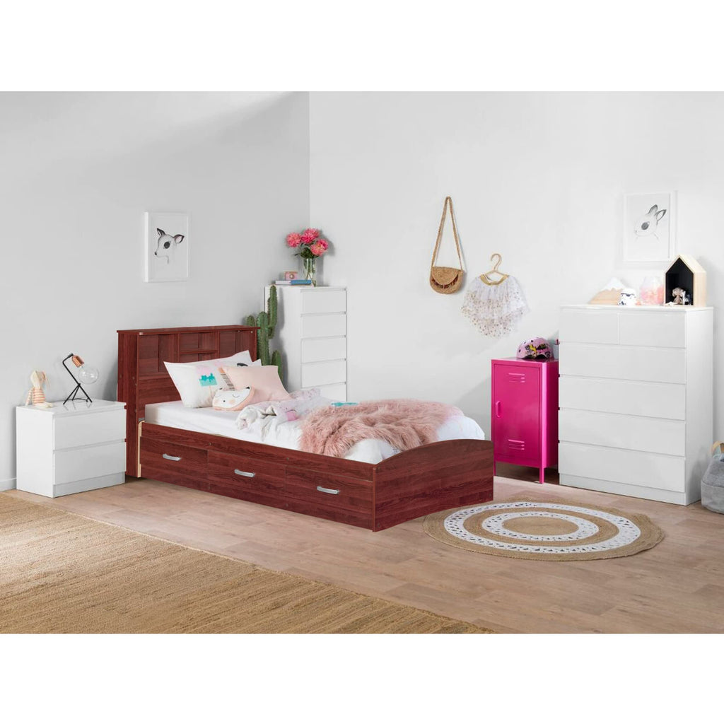 Better Home Products California Wooden Twin Captains Bed in Mahogany