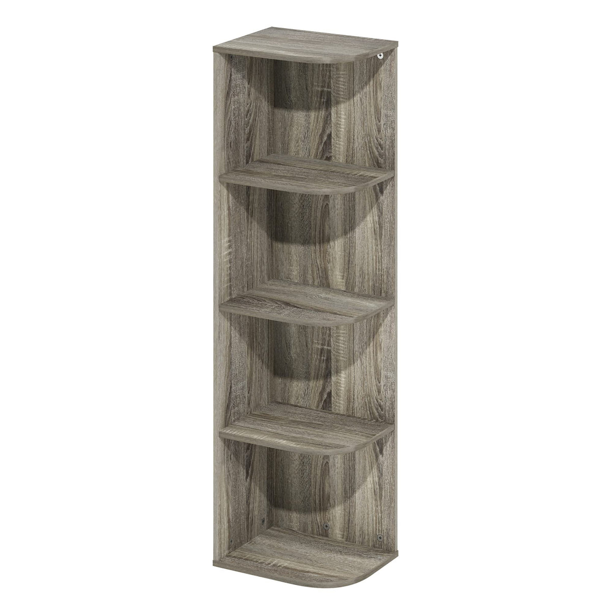 Furinno Pasir 4-Tier Corner Open Shelf Bookcase, French Oak