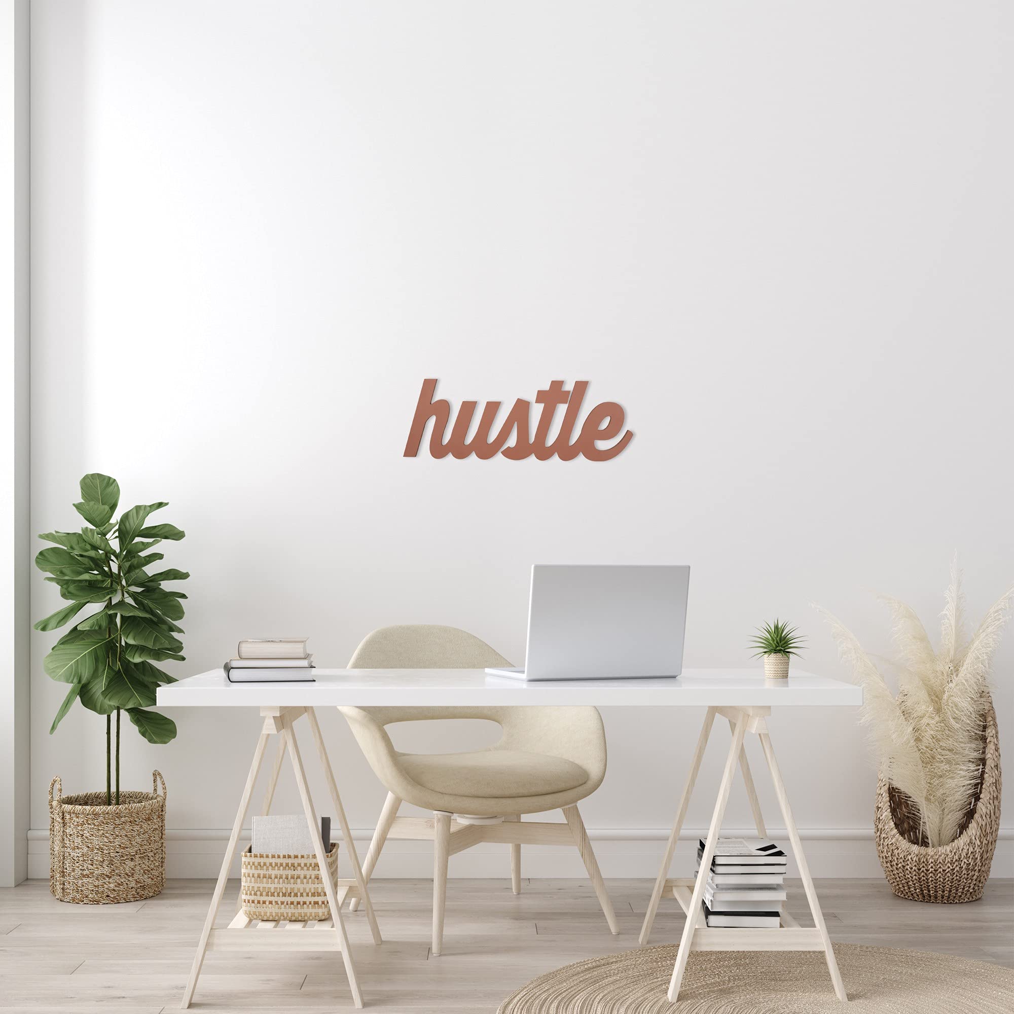 HomeRoots 100% MDF Dark Pink Hustle Wall Sign