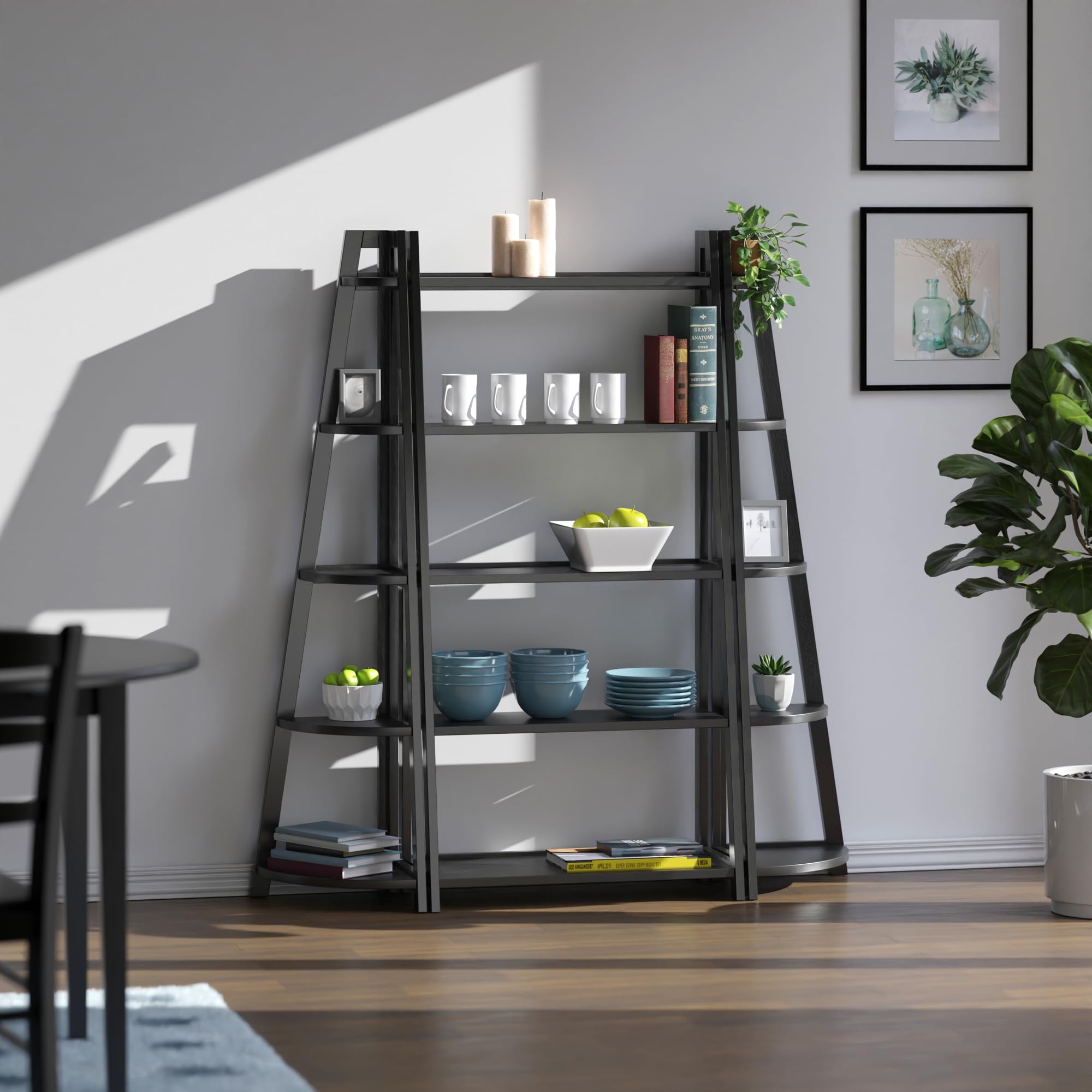 Winsome Adam 3-PC 5-Tier Transitional Solid Wood Shelving Set in Lustrous Black