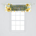 Ambesonne Eat Drink Laugh Window Valance Pack Of 2, Farmhouse Art Sunflower With Orangish Dots And Leaves Greenery, Rod Pocket Curtain Valances Kitchen Bedroom, 54' X 18',Mustard And Hunter Green