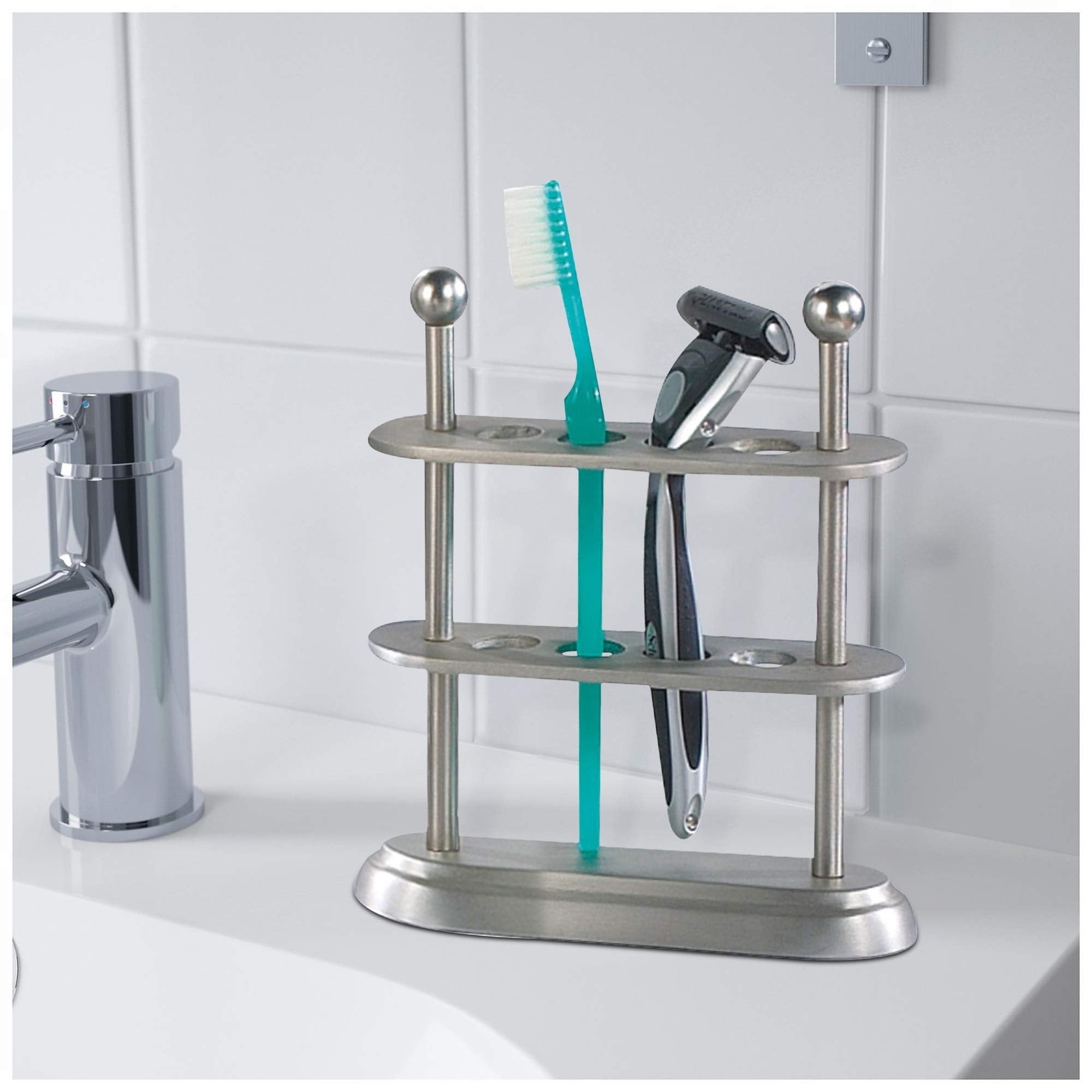 Nu Steel Rosemont Toothbrush Holder, Brushed Stainless