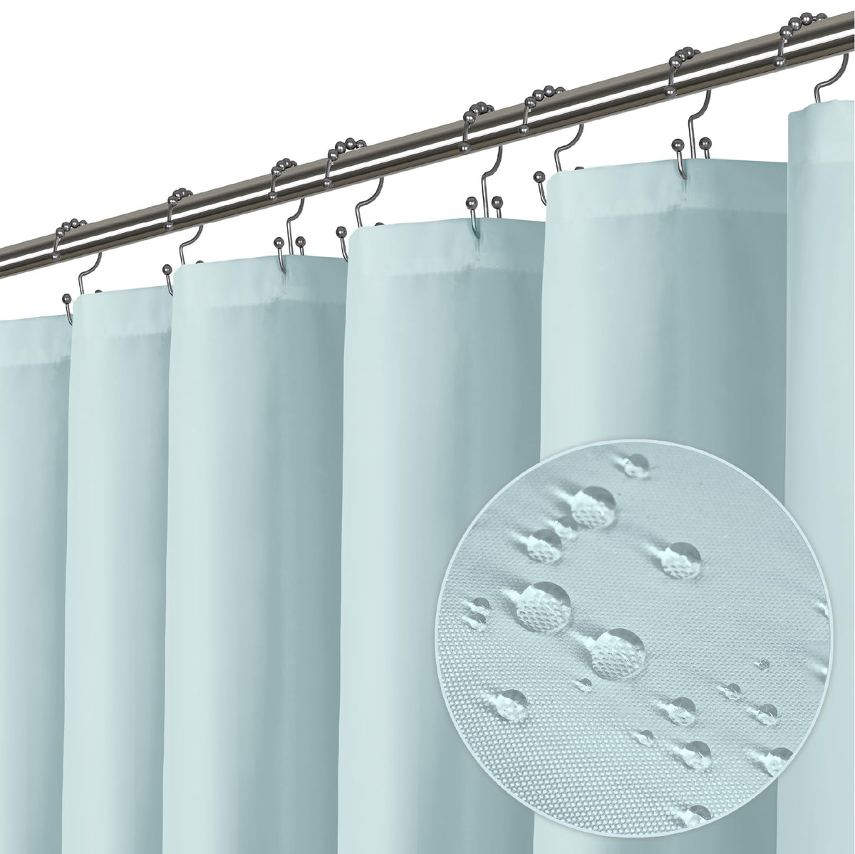 Liba Fabric Shower Curtain, Waterproof Shower Curtain, Blue Shower Curtain, Hotel Quality With Magnets Shower Curtains For Bathr