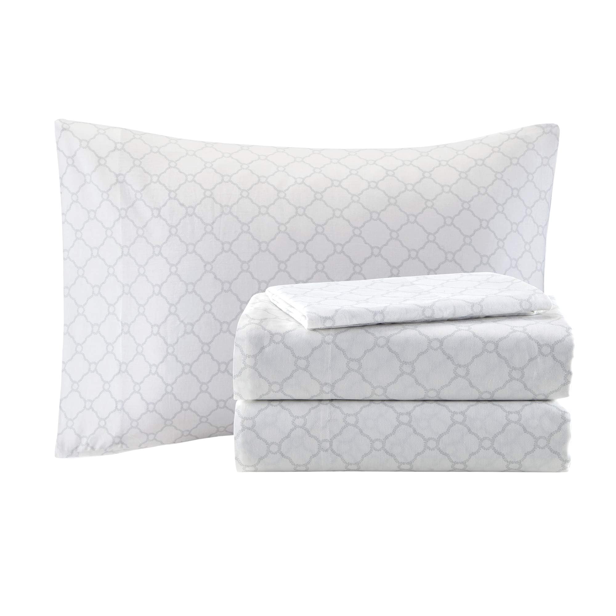 Madison Park Essentials Maible Cozy Bed In A Bag Comforter With Complete Cotton Sheet Set-Floral Medallion Damask Design All Season Cover, Decorative Pillow, King (104 In X 92 In), Purple/Gray