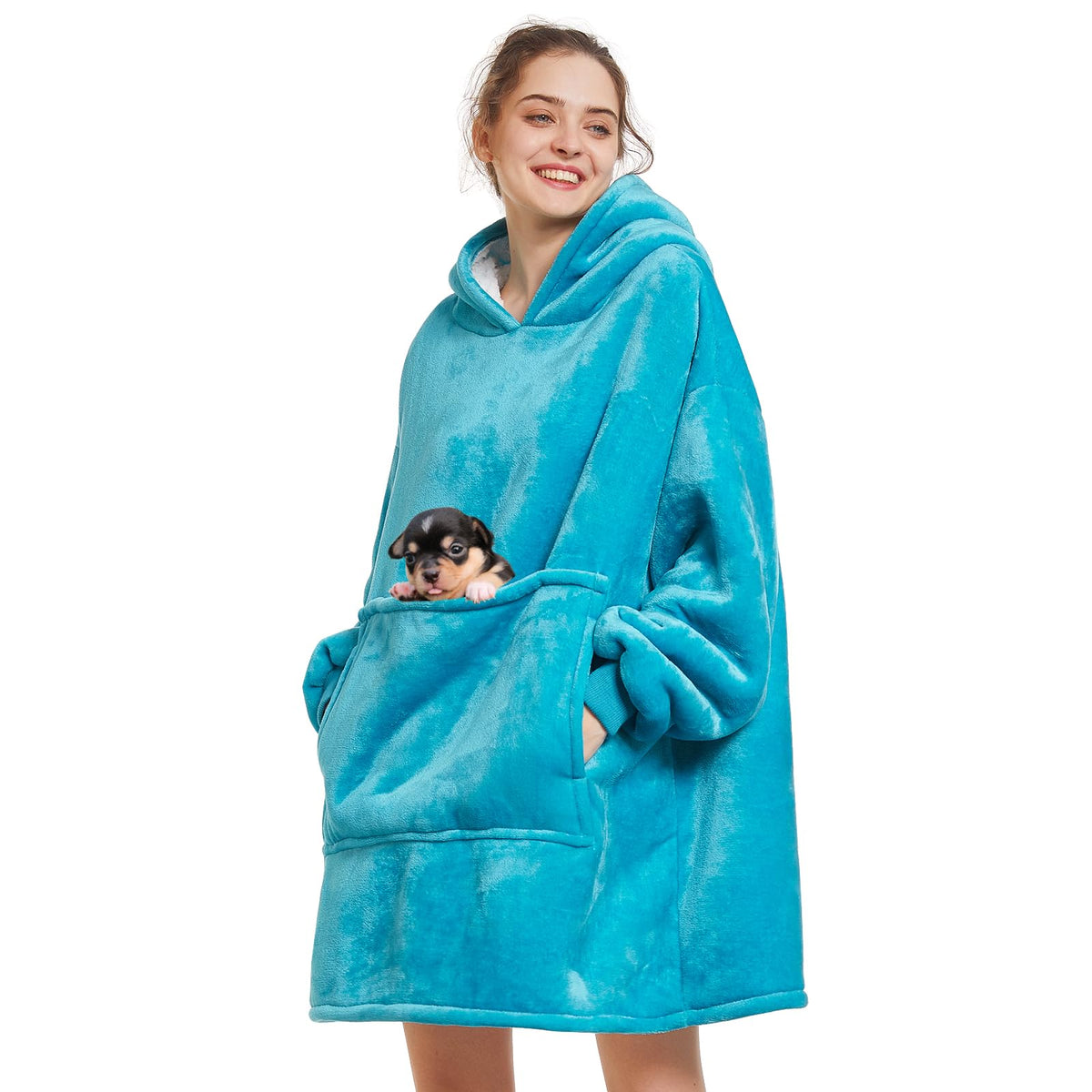 Aemilas Wearable Blanket Hoodie - Sherpa Blanket Sweatshirt As Birthday Gifts For Women Men,Cozy Warm Hooded Blanket With Giant
