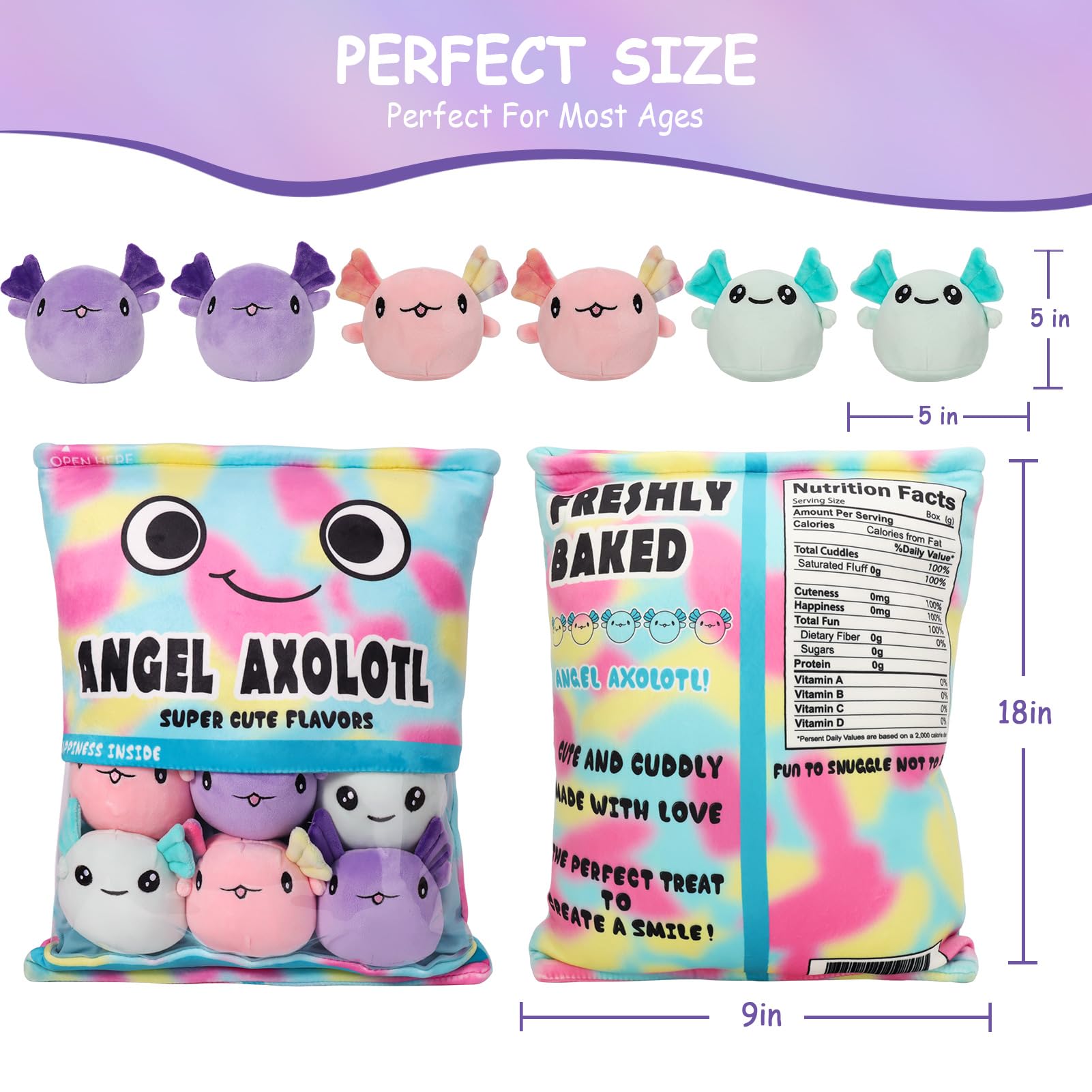 Nukbil Axolotl Plush Pillow Throw Pillow, Cute Axolotl Plush Toys Doll, Stuffed Axolotl Gift For Kids, Birthday, Christmas, Baby