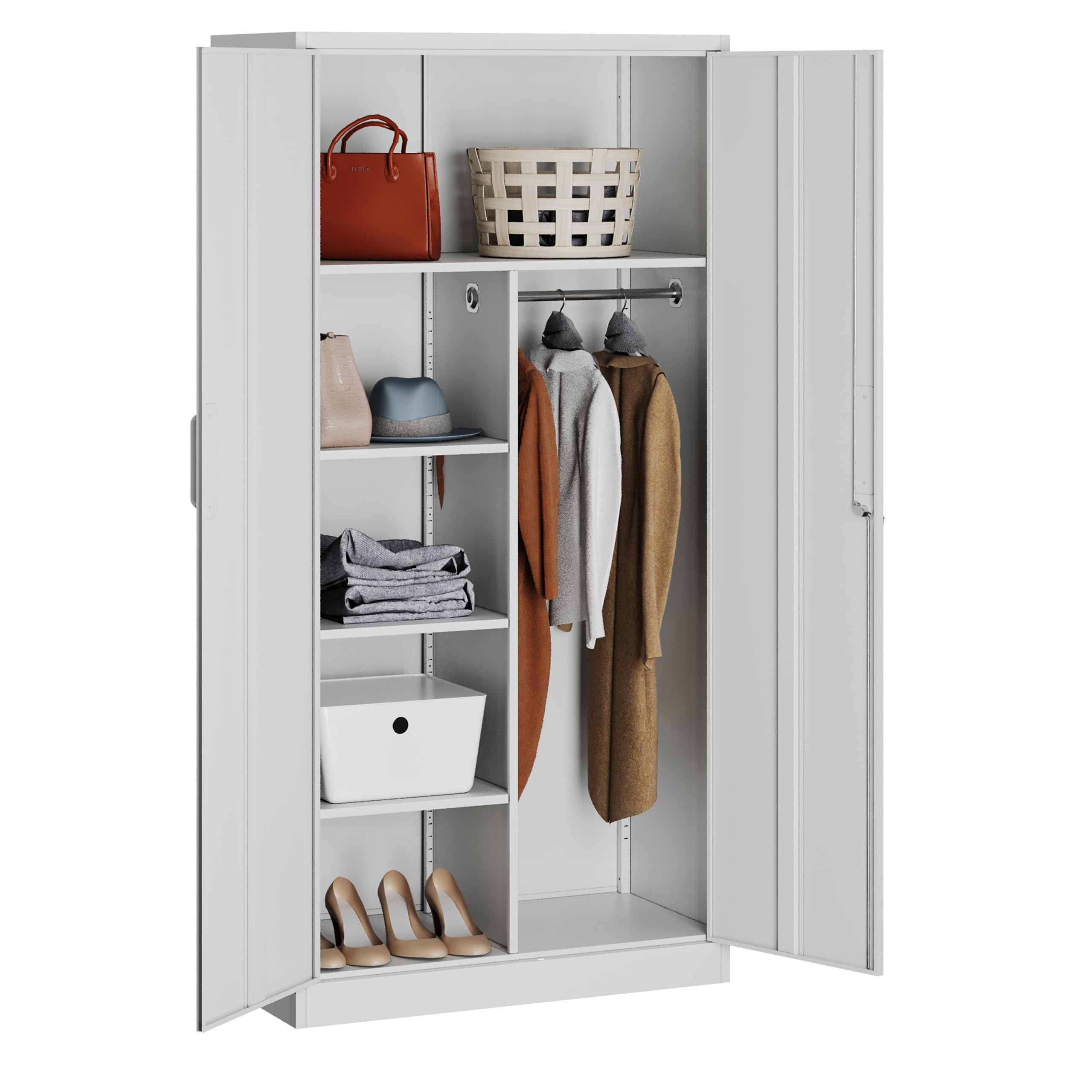 Sisesol Metal Storage Cabinets Locker With Locker Shelf, 72' Armoire Closet Organizer With Hanging Rod Storage Locker, Cabinet