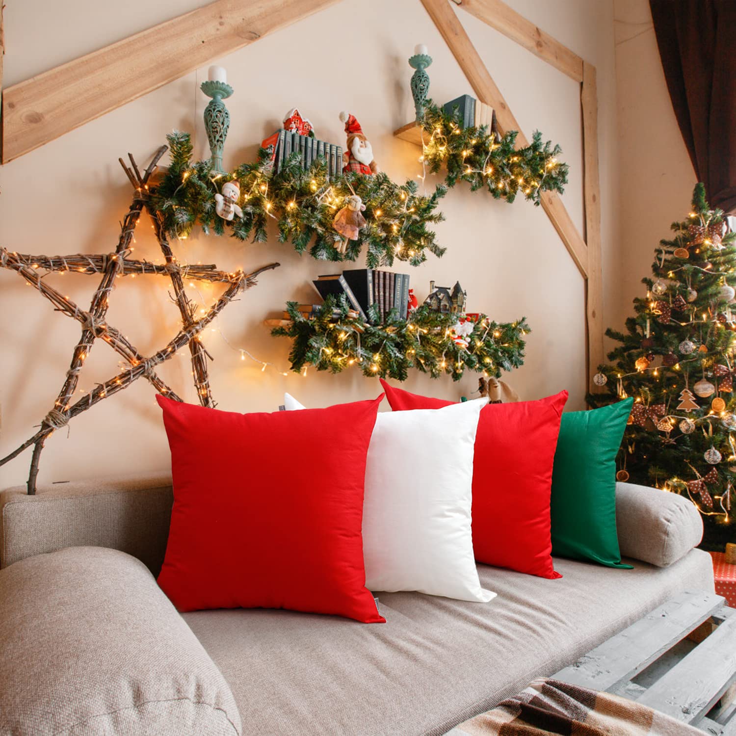 Thmyo 4-Pack 100% Cotton Comfortable Solid Decorative Throw Pillow Case Square Cushion Cover Pillowcase Sublimation Blank Pillow Covers Diy Throw Pillowcase For Sofa Bed Car(18X18Inch/45X45Cm,White)