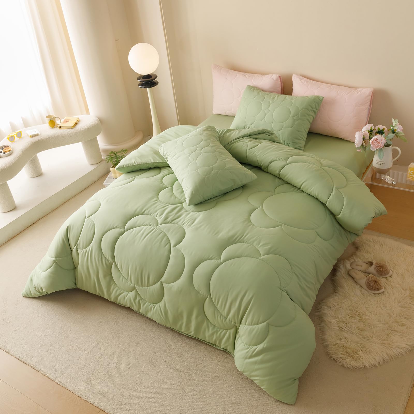 Luxlovery Sage Green Comforter Set Cal King Light Sage Green Quilts Blush Sage Green Bedding Comforter Set Solid Plain Color Sof
