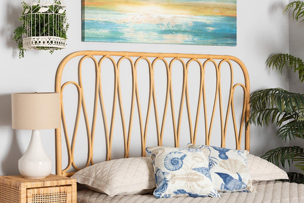 Baxton Studio Carrick Modern Brown Rattan Queen Size Wall-Mount Headboard