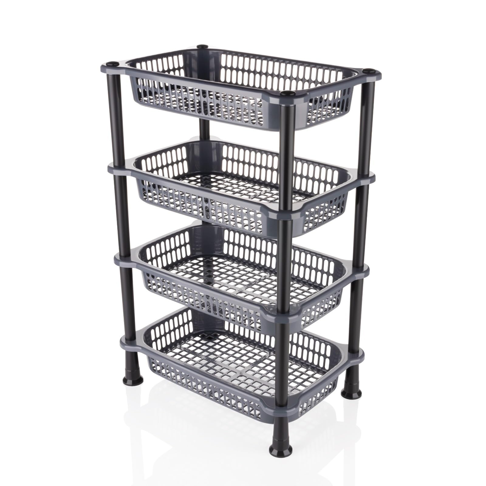 Mashur Fab 4 Layer Plastic Rack For Kitchen Storage | Vegetable Basket Stand For Home, Bathroom & Pantry | Easy To Assemble Mult