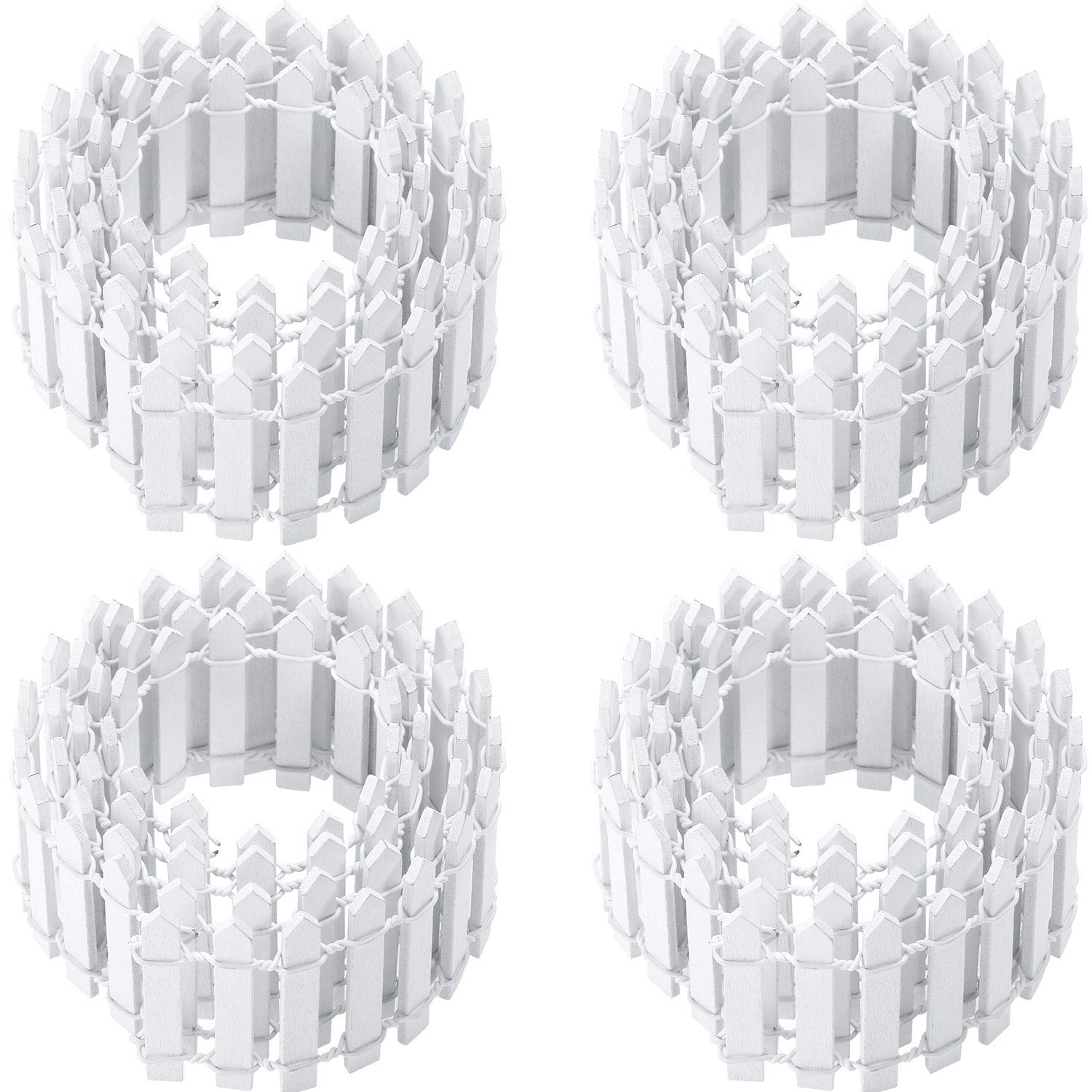 4 Pieces 35 Inch Fairy Fence Miniature Garden Ornament Wood Picket Fence For Dollhouse Home Garden Plant Pot Diy Diorama Project