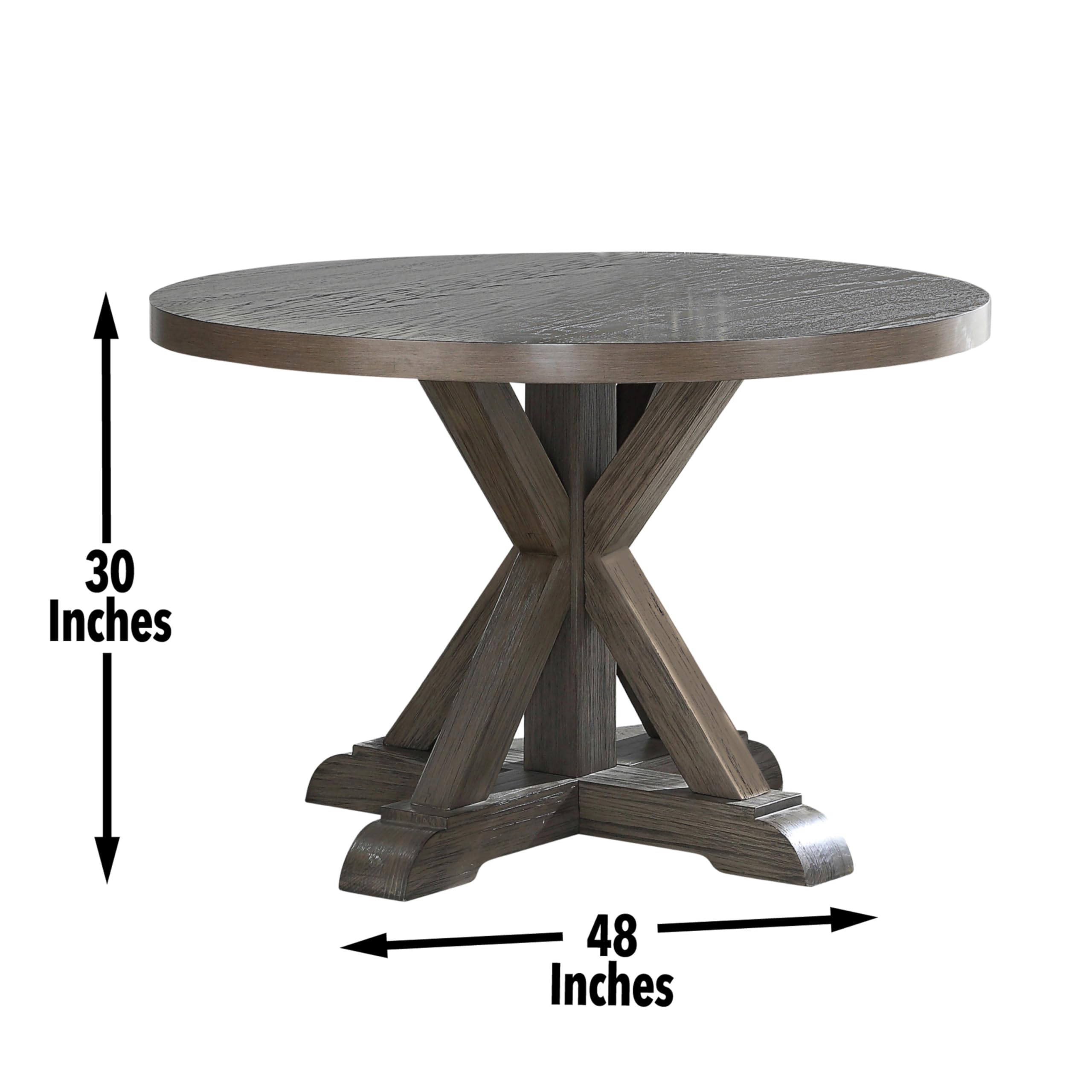 Steve Silver Co Molly Dining Contemporary Lodge Styling with Architectural Timber-Beam Pedestal Base Oak Finish Table, 48 x 48 x 30, Grey Washed