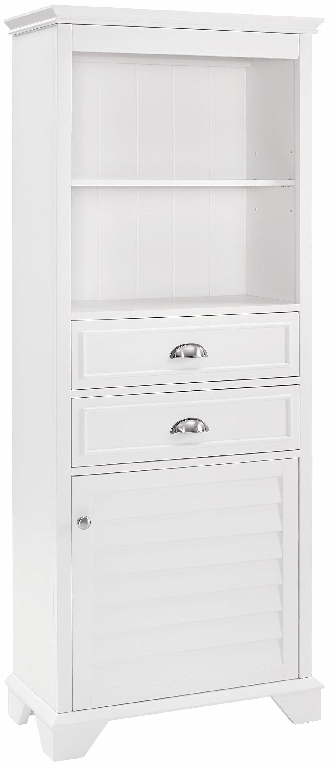 Crosley Furniture Lydia Tall Storage Cabinet and Bathroom Organizer with Shelves and Drawers, White