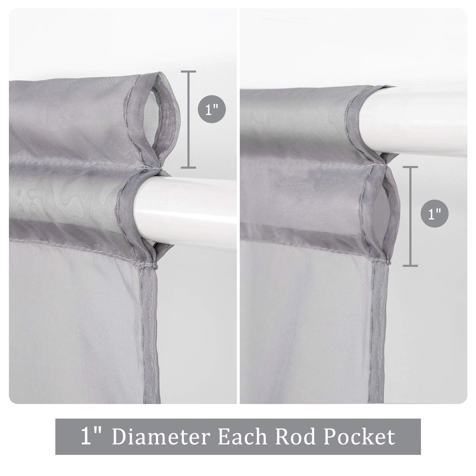 Miulee 2 Panels Sidelight French Door Curtains Sheer Light Filtering Window Treatment 25 X 72 Inches With Tieback - 2 Panels, Dark Grey
