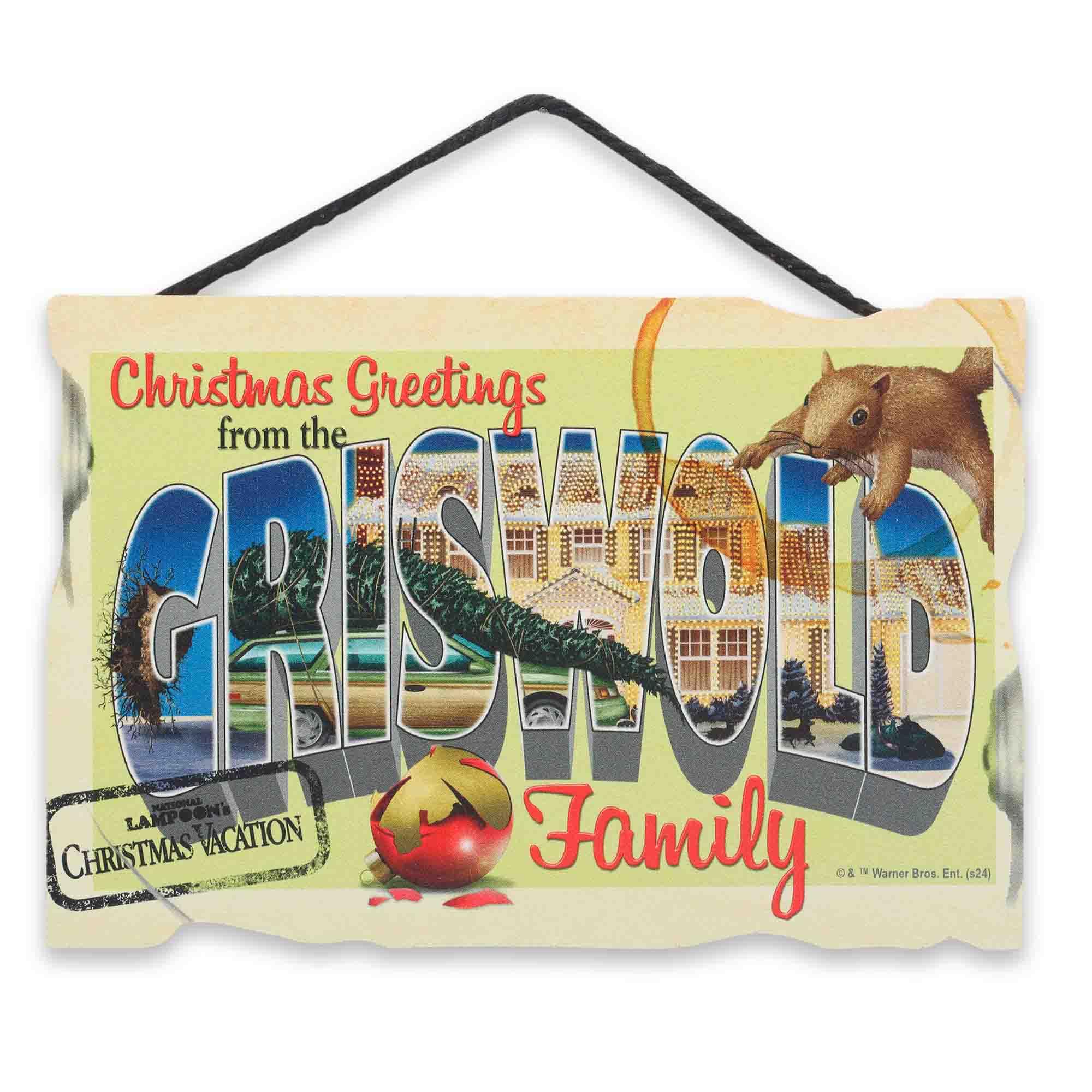 National Lampoons Christmas Vacation Greetings From the Griswold Family Hanging Wood Wall Decor - Vintage Christmas Movie Sign 
