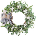 Artificial Eucalyptus Wreath for Front Door|20'' Green Leaf Wreath for Window Home Porch Farmhouse Patio and Garden Indoor Outdo