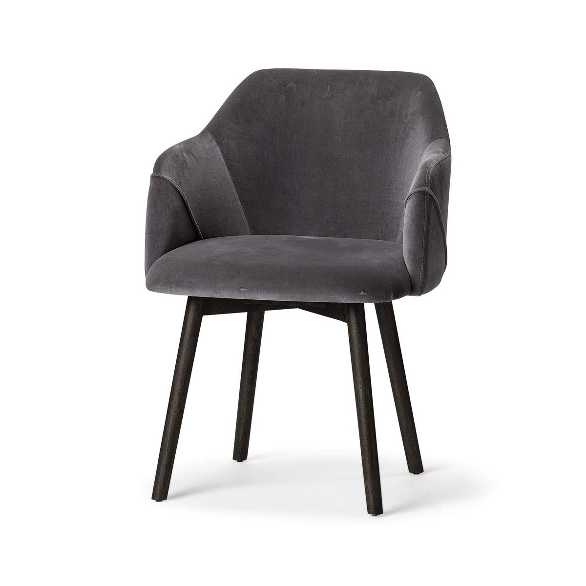 HomeRoots Grey Velvet Wrap with Black Wooden Base Dining Chair