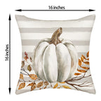 Fall Pillow Covers 16X16 Gray Stripes Pumpkin Decor Throw Pillows Case For Couch Maple Leaves Autumn Harvest Indoor Outdoor Deco
