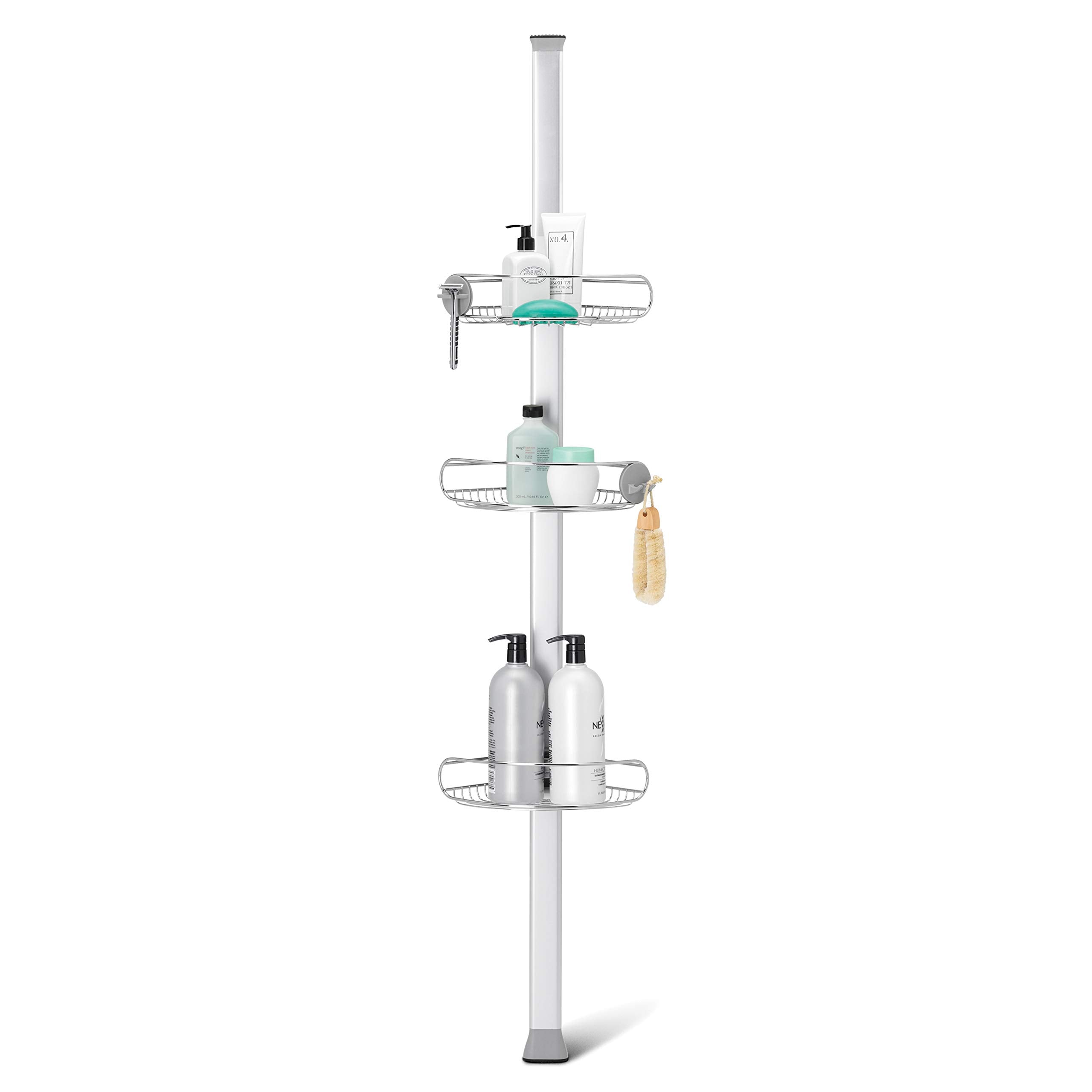 simplehuman 8 Tension Pole Shower Caddy, Stainless Steel and Anodized Aluminum