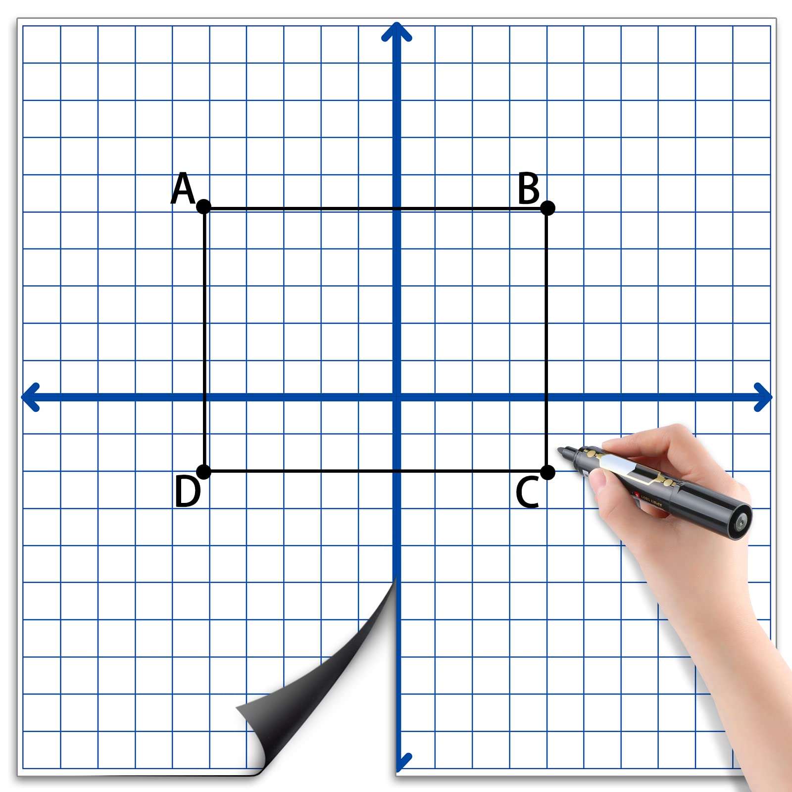 Teling Jumbo Magnetic Xy Coordinate Dry Erase Grid 26 X 26 Inches, Magnetic Graph For Grid Whiteboard, Dry Erase Board, Dry Eras