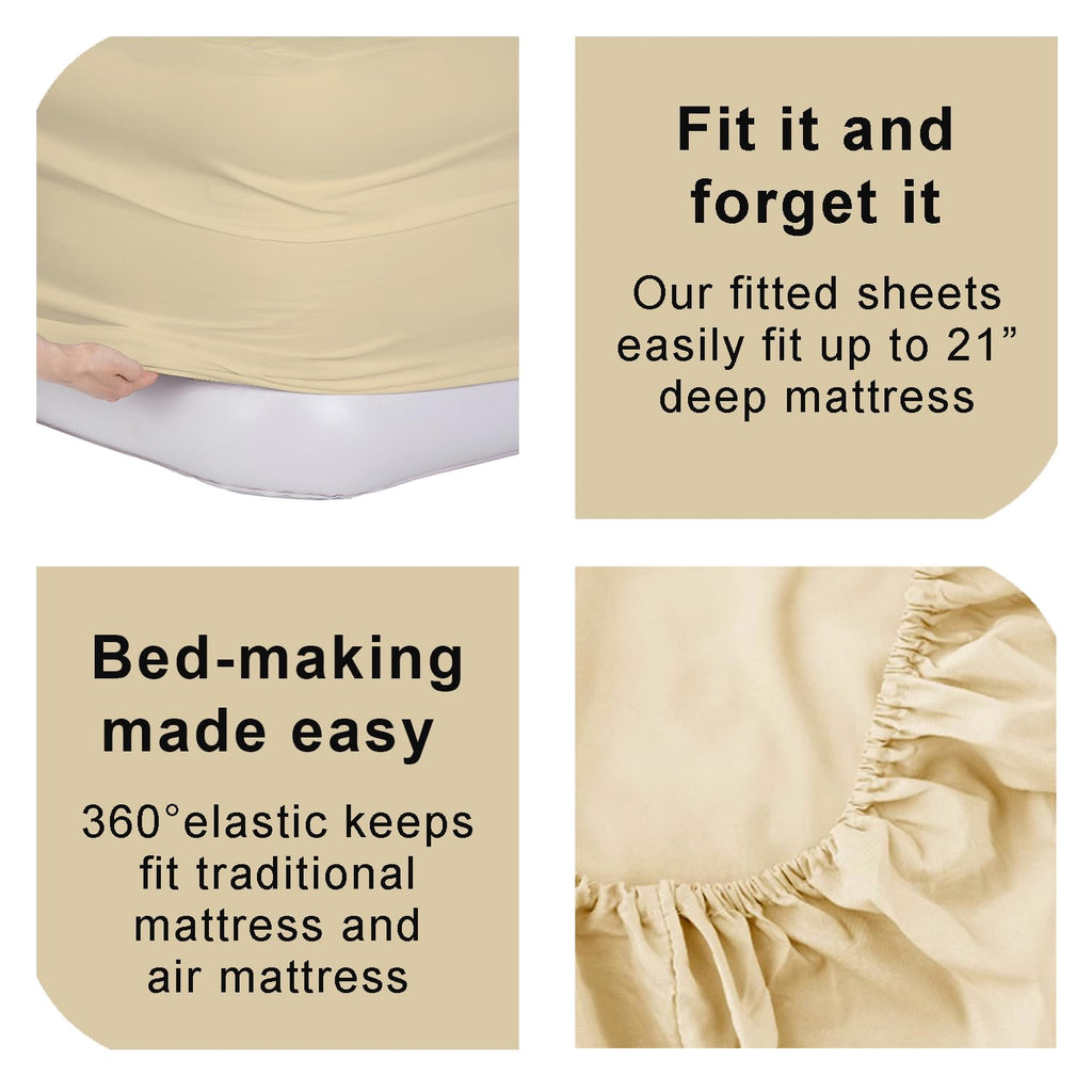 Bedecor Air Bed Sheets For Mattress Cover Removable Bed And Elastic Band Super Soft And Breathable & Deep Up To 21'' Beige King