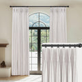 Capaloca White Linen Pinch Pleated Curtains Blackout 100% Black Out Curtains 95 Inches Long 2 Panels Pinch Pleat Curtains With H