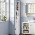 VECELO Narrow Bathroom Storage Cabinet, 67 Tall Cabinet Organizer with Toilet Paper Holder, Anti-Tip Device, 3 Adjustable Shelve