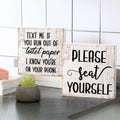 Jetec 2 Pieces Farmhouse Bathroom Signs Decor Wooden Box Sign Funny Bathroom Wall Art Rustic Bathroom Wood Plaque Please Seat Yo