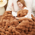 Super Comfort Oversized Warm Thick Bubble Double Sided Plush Rabbit Faux Fur Throw Blanket, Fluffy Blanket,Soft Cozy Blanket For