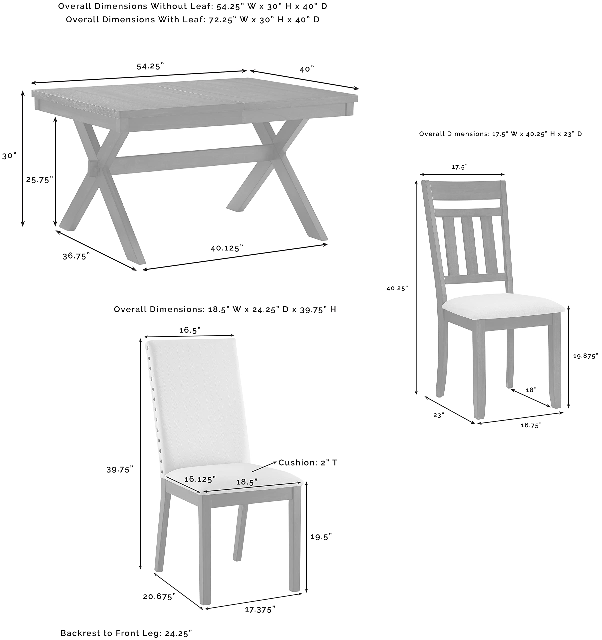 Crosley Furniture Hayden 9-Piece Modern Farmhouse Dining Table Set for 8 with 6 Slat and 2 Parsons Chairs, Slate