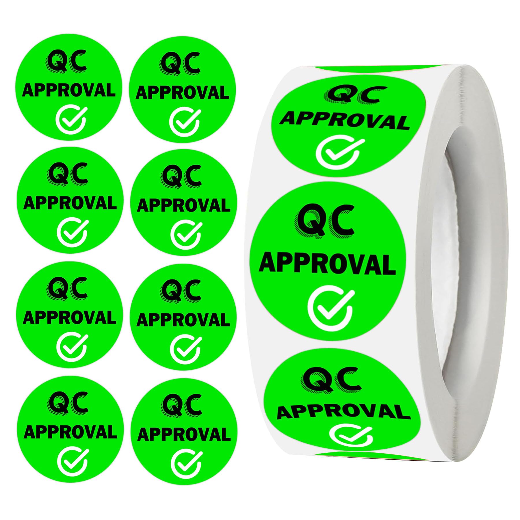 1 Inch Qc Approval Labels Green Inventory Quality Control Stickers For Warehouse Quality Control Check Tested Pass 1000Pcs